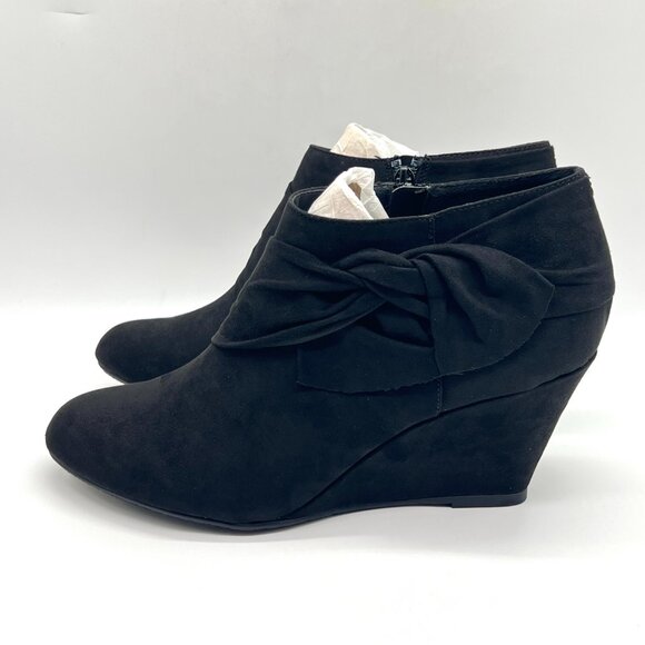 Chinese Laundry Womens Size 10 Black Microsuede Wedge Ankle Boots Shoes - Picture 4 of 13